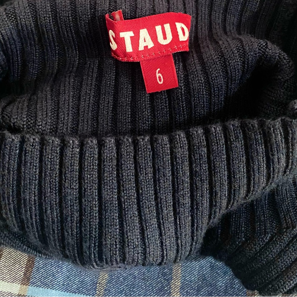 STAUD Patsy Wool Knit Plaid Mini Dress 70s Retro Like New Altered Length - Picture 9 of 16